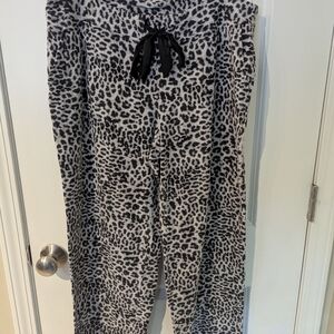 Leopard Print Pajama Pants with Black Bow